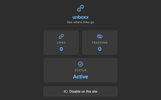 unboxx popup showing link destination